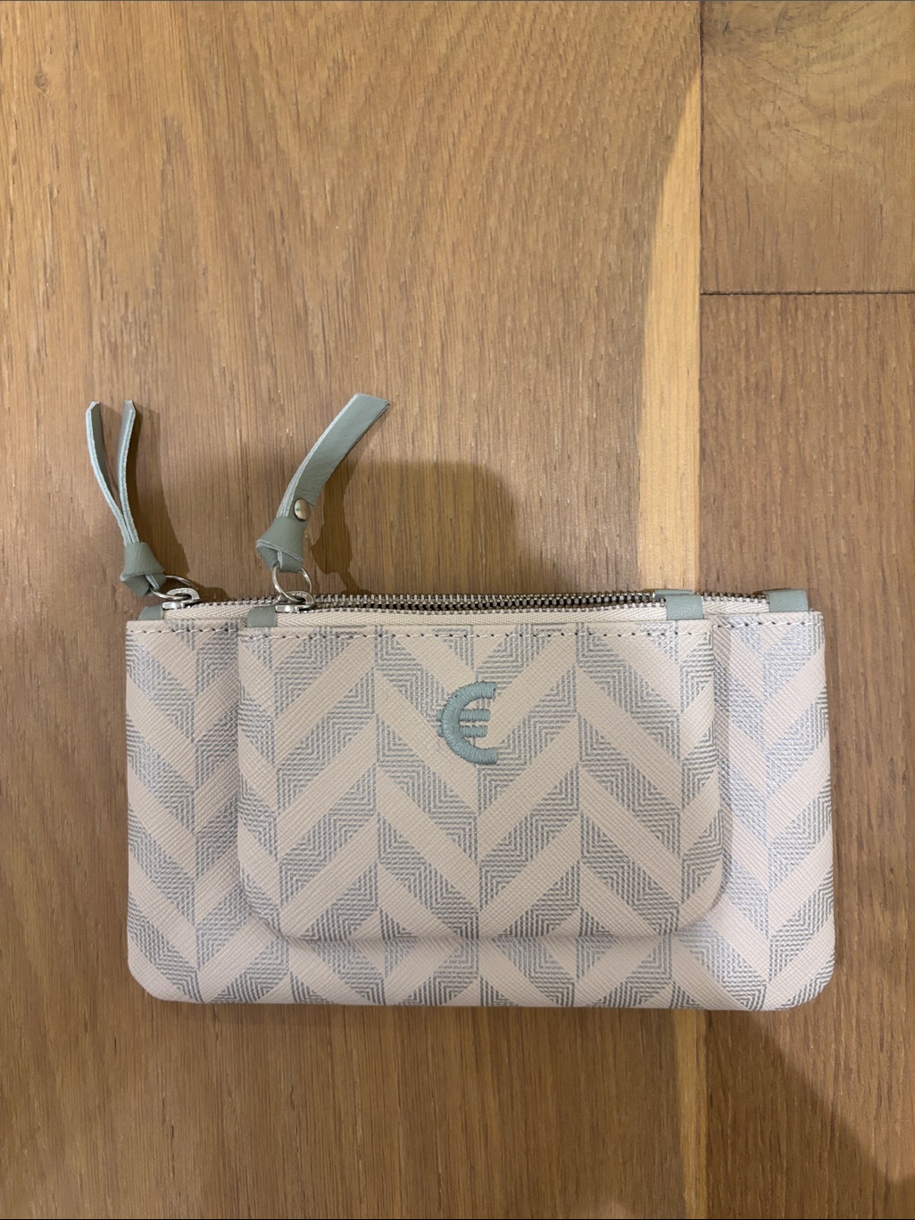 Light Blue Chevron Zip Pouch Wallet - Misela Eva At Anatolia